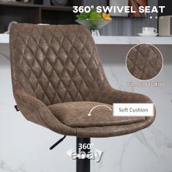 Ensemble de 2 tabourets de bar réglables, tabouret de cuisine pivotant rétro avec dossier, repose-pieds