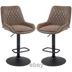 Ensemble de 2 tabourets de bar réglables, tabouret de cuisine pivotant rétro avec dossier, repose-pieds