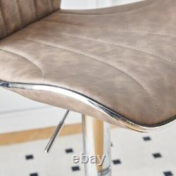Ensemble de 2 tabourets de bar rétro marron pivotants avec vérin à gaz en cuir PU chaises de petit-déjeuner
