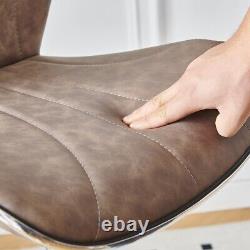 Ensemble de 2 tabourets de bar rétro marron pivotants avec vérin à gaz en cuir PU chaises de petit-déjeuner