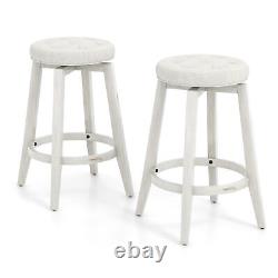 Ensemble de 2 tabourets pivotants à 360° pour cuisine rétro, tabourets de bar vintage blancs