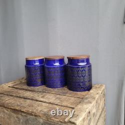 Ensemble de 3 bocaux de rangement à thé, café et sucre Hornsea Pottery Héritage Bleu Nuit