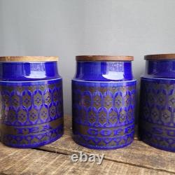 Ensemble de 3 bocaux de rangement à thé, café et sucre Hornsea Pottery Héritage Bleu Nuit