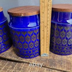 Ensemble de 3 bocaux de rangement à thé, café et sucre Hornsea Pottery Héritage Bleu Nuit