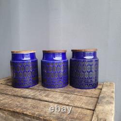 Ensemble de 3 bocaux de rangement pour thé, café et sucre Hornsea Pottery Héritage Bleu Nuit
