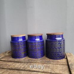 Ensemble de 3 bocaux de rangement pour thé, café et sucre Hornsea Pottery Héritage Bleu Nuit