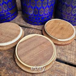 Ensemble de 3 bocaux de rangement pour thé, café et sucre Hornsea Pottery Héritage Bleu Nuit