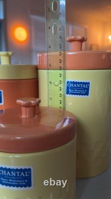 Ensemble de 3 bocaux en céramique vintage Chantal - Jaune et orange, rangement rétro pour la cuisine