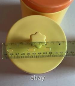 Ensemble de 3 bocaux en céramique vintage Chantal - Jaune et orange, rangement rétro pour la cuisine