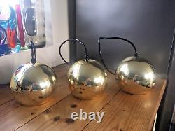 Ensemble de 3 lampes de plafond en aluminium à pointes des années 80, style spatial rétro vintage pour cuisine des années 60.