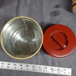 Ensemble de 4 bocaux empilables en métal vintage de style moderne du milieu du siècle, rouge et jaune, Japon