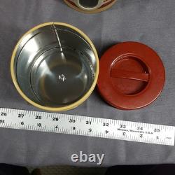 Ensemble de 4 bocaux empilables en métal vintage de style moderne du milieu du siècle, rouge et jaune, Japon