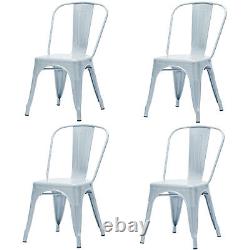 Ensemble de 4 chaises de salle à manger industrielles en métal de style Tolix vintage rétro pour cuisine ou café