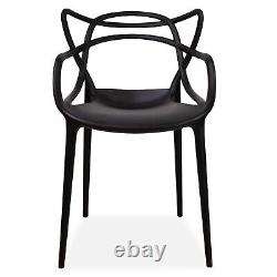 Ensemble de 4 chaises de salle à manger noires, style maître, chaise de bureau à domicile, cuisine, fauteuil