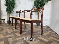 Ensemble de 4 chaises de salle à manger vintage en teck des années 50 danoise scandinave MCM