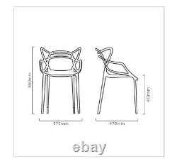 Ensemble de 4 chaises de style Masters pour salon, salle à manger, restaurant, bar, rétro, empilables - Blanc.