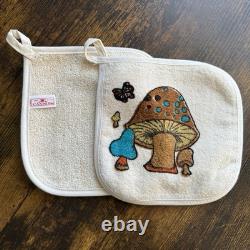 Ensemble de 4 maniques champignon vintage Cannon fabriquées aux États-Unis décoration de cuisine rétro