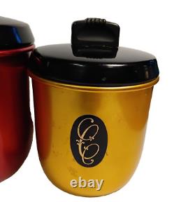 Ensemble de 5 bocaux de cuisine en aluminium anodisé coloré des années 1960 Modèle Maid