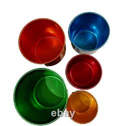 Ensemble de 5 bocaux de cuisine en aluminium anodisé coloré des années 1960 Modèle Maid