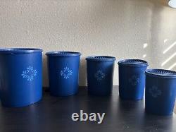 Ensemble de 5 bocaux empilables Tupperware Servalier vintage bleu