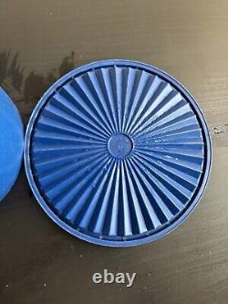 Ensemble de 5 bocaux empilables Tupperware Servalier vintage bleu