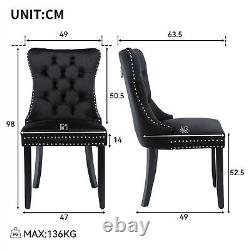 Ensemble de 6 chaises de salle à manger en velours avec haut dossier et pieds en bois pour salle à manger cuisine