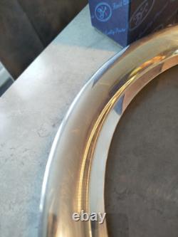 Ensemble de 6 gobelets en étain vintage Edwin Blyde et plateau en étain et verre de 13 pouces