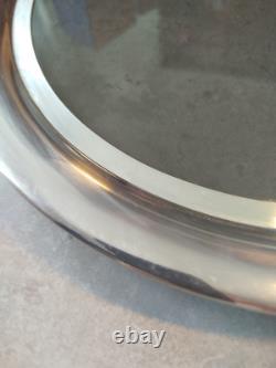 Ensemble de 6 gobelets en étain vintage Edwin Blyde et plateau en étain et verre de 13 pouces