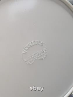 Ensemble de bocaux de cuisine peints Ransburg des années 70 avec boutons et cuillères blancs en métal étamé (G)