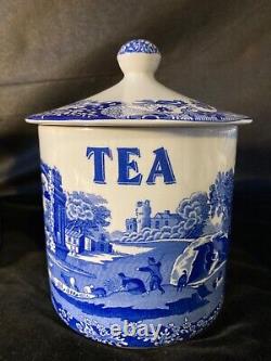 Ensemble de bocaux de rangement Spode Blue Italian x 3 pour café, thé, sucre avec couvercle