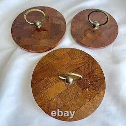 Ensemble de bocaux vintage ATAPCO en cuivre/teck fait main à Hong Kong années 1970 cuisine