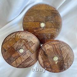 Ensemble de bocaux vintage ATAPCO en cuivre/teck fait main à Hong Kong années 1970 cuisine