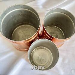 Ensemble de bocaux vintage ATAPCO en cuivre/teck fait main à Hong Kong années 1970 cuisine