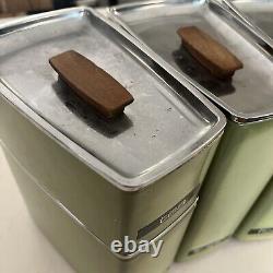 Ensemble de boîtes de conserve de cuisine en métal Lincoln Beautyware de l'époque du milieu du siècle, en vert avocat