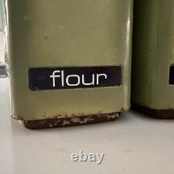 Ensemble de boîtes de conserve de cuisine en métal Lincoln Beautyware de l'époque du milieu du siècle, en vert avocat