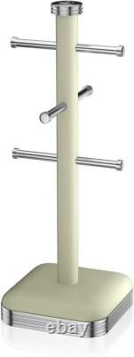 Ensemble de bouilloire en jatte verte rétro Swan, grille-pain 4 tranches, boîte à pain, bocaux et support à mugs.