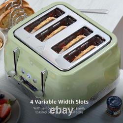 Ensemble de cuisine Swan Retro Revive vert avec bouilloire, grille-pain 4 tranches et 3 boîtes de rangement