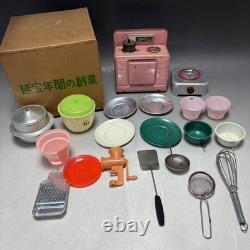 Ensemble de cuisine en métal vintage Yoshimaru, jouet rétro, collectible, rouillé, 21 pièces