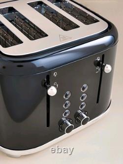 Ensemble de cuisine noir rétro élégant de bouilloire, grille-pain, micro-ondes et friteuse à air - CADEAU