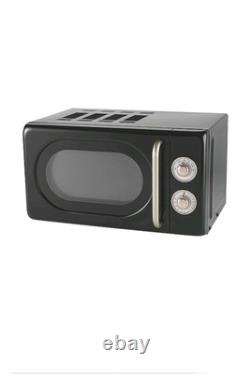 Ensemble de cuisine noir rétro élégant de bouilloire, grille-pain, micro-ondes et friteuse à air - CADEAU