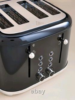 Ensemble de cuisine noir rétro élégant vintage : bouilloire, toaster, micro-ondes, friteuse à air.