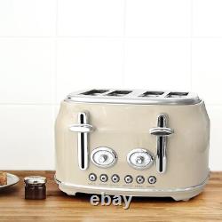 Ensemble de cuisine rétro crème élégant : micro-ondes, bouilloire et grille-pain vintage