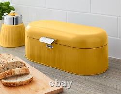Ensemble de rangement pour la cuisine SWAN Retro jaune avec boîte à pain, boîtes, support pour tasses, perche à serviettes