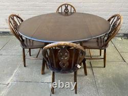 Ensemble de salle à manger MCM Ercol Fleur de Lys / Mobilier / Vintage / Rétro / Chaises / Table / Cuisine