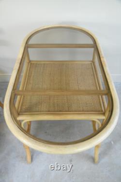 Ensemble de table et chaises en bambou et osier vintage rétro pour petite cuisine ou salle à manger