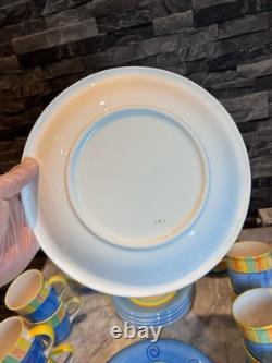 Ensemble de table vintage des années 80/90 peint à la main - assiettes et tasses - vaisselle de cuisine colorée