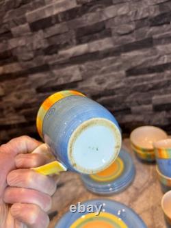Ensemble de table vintage des années 80/90 peint à la main - assiettes et tasses - vaisselle de cuisine colorée
