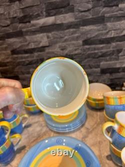 Ensemble de table vintage des années 80/90 peint à la main - assiettes et tasses - vaisselle de cuisine colorée