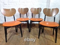 Ensemble vintage rétro de 4 chaises de salle à manger de cuisine