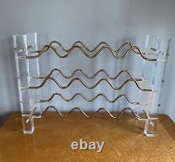 Étagère à vin en lucite et métal vintage rétro pour 15 bouteilles - milieu du siècle moderne David Lange